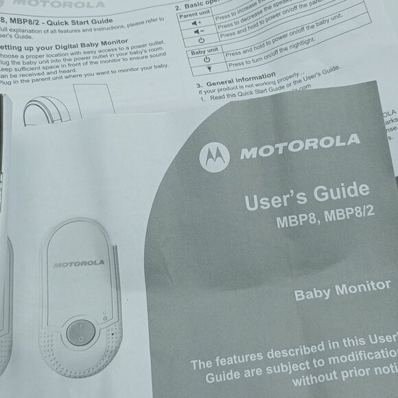 Motorola Plug n Play Digital Audio Baby Monitor MBP8 - Picture 10 of 15